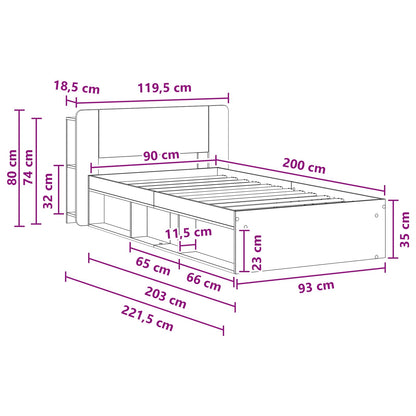 Bed Frame with Storage Old Wood 90 x 200 cm Engineered Wood