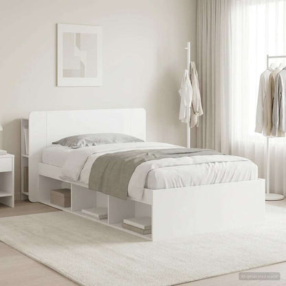 Bed Frame with Storage White 90 x 200 cm Engineered Wood