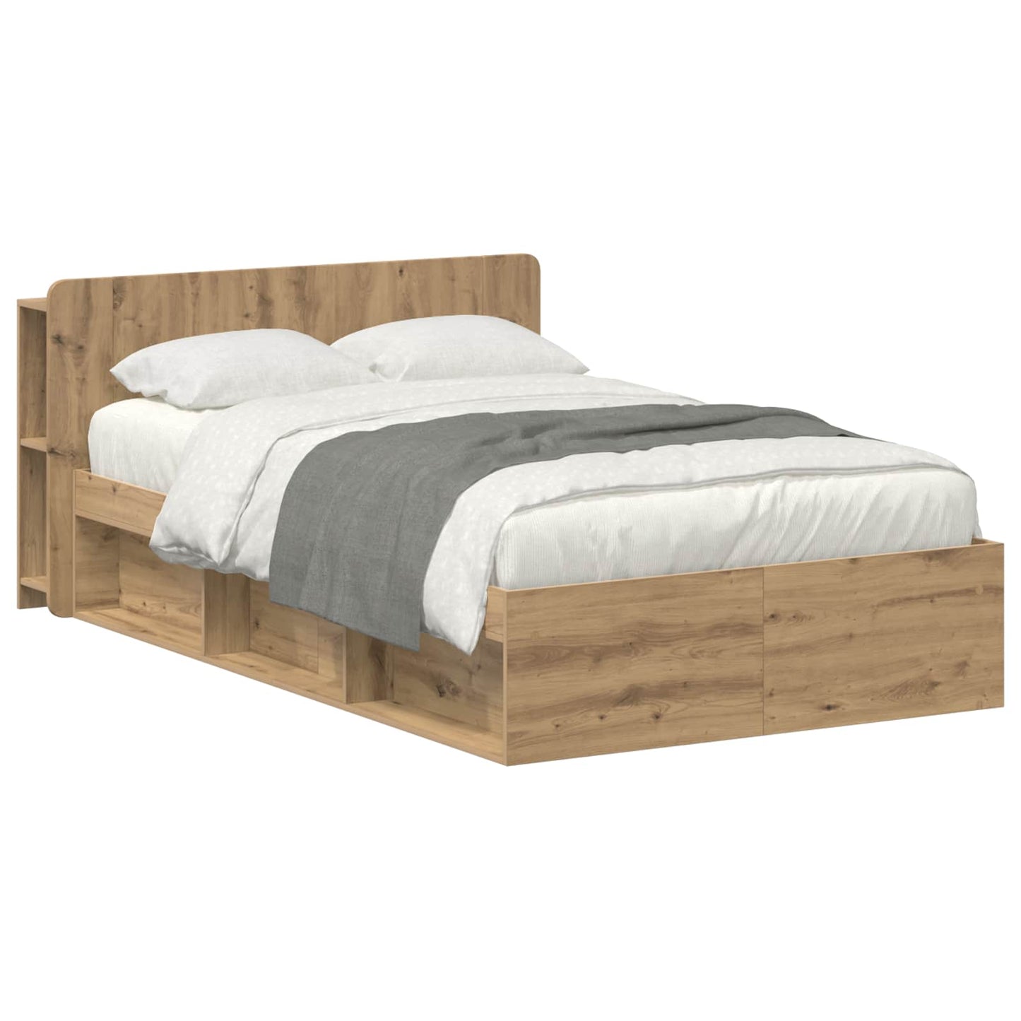Bed Frame with Storage Artisan Oak 120 x 190 cm Engineered Wood