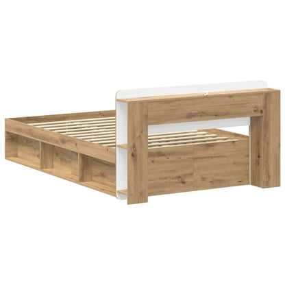 Bed Frame with Storage Artisan Oak 120 x 190 cm Engineered Wood