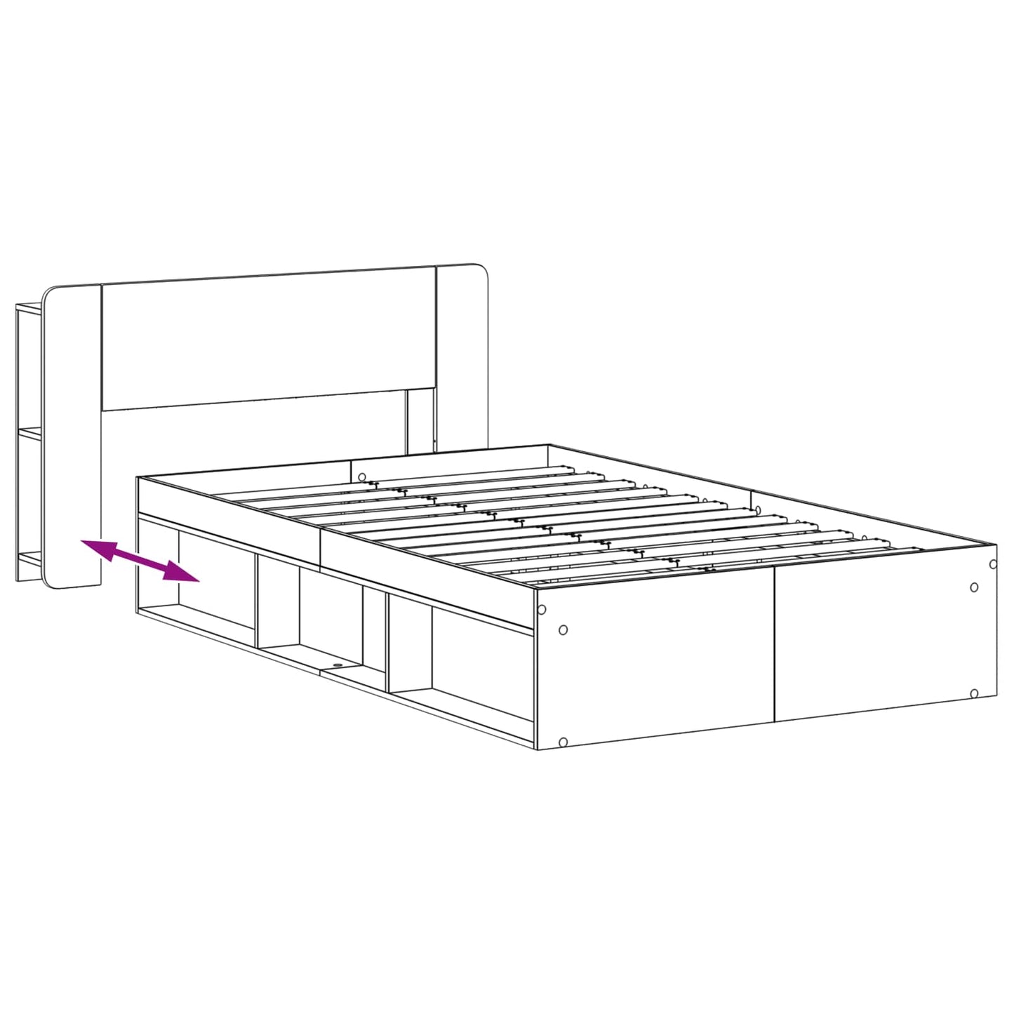 Bed Frame with Storage Artisan Oak 120 x 190 cm Engineered Wood
