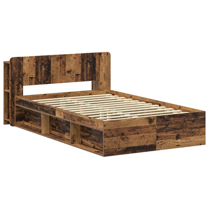 Bed Frame with Storage Old Wood 120 x 190 cm Engineered Wood