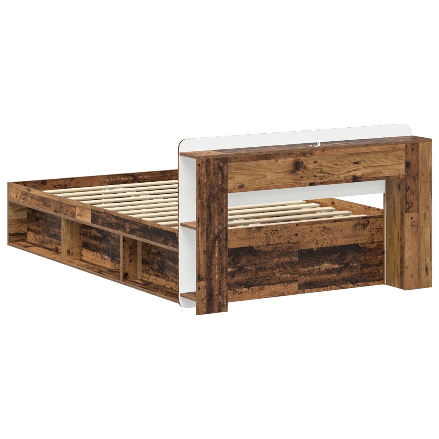 Bed Frame with Storage Old Wood 120 x 190 cm Engineered Wood