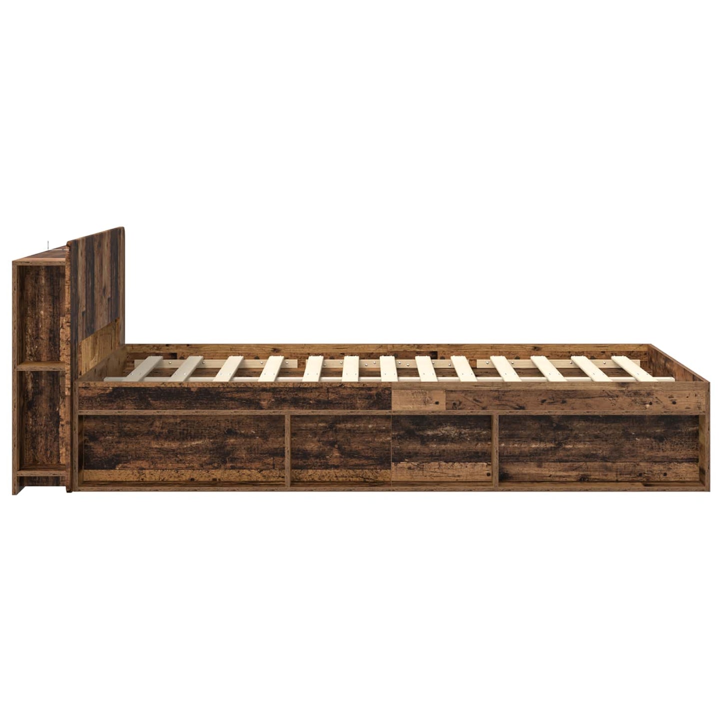 Bed Frame with Storage Old Wood 120 x 190 cm Engineered Wood