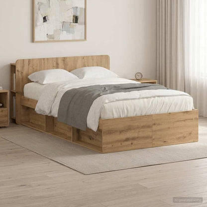 Bed Frame with Storage Artisan Oak 120 x 200 cm Engineered Wood