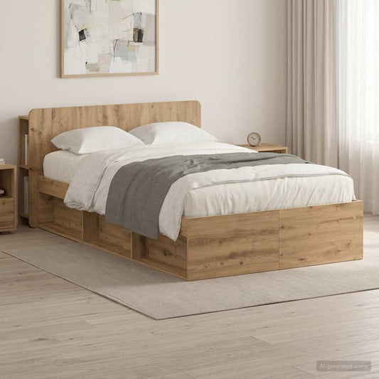 Bed Frame with Storage Artisan Oak 120 x 200 cm Engineered Wood