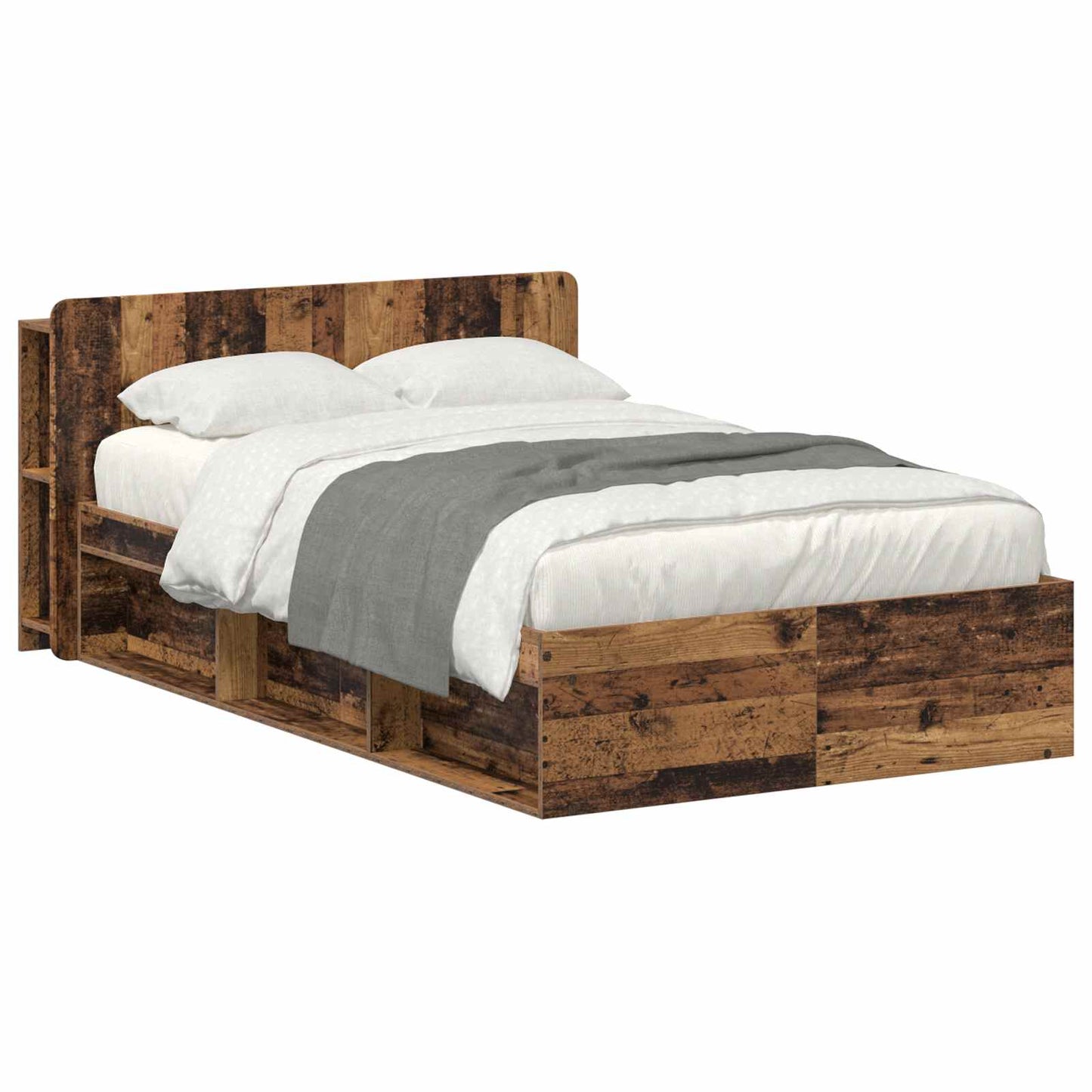 Bed Frame with Storage Old Wood 120 x 200 cm Engineered Wood