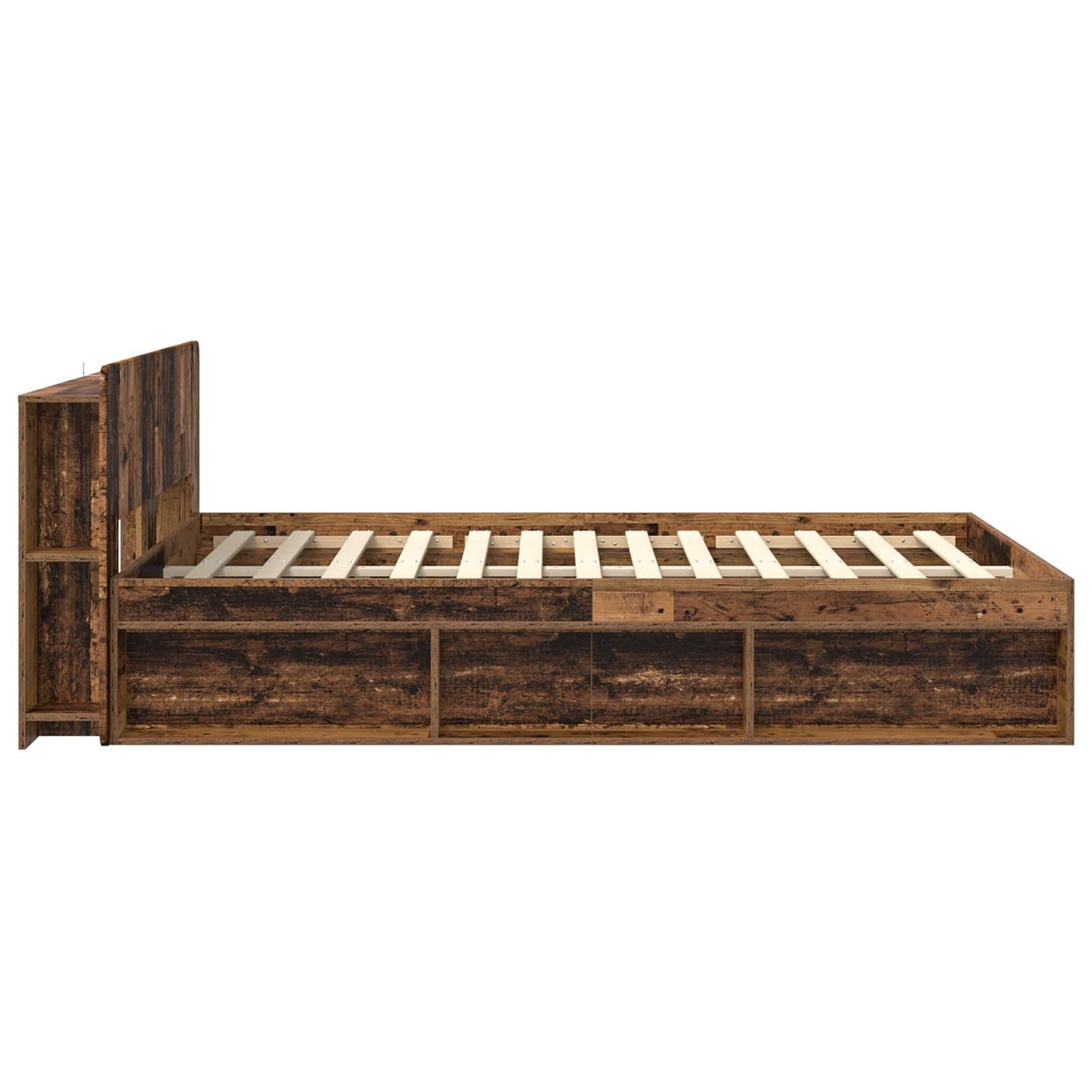 Bed Frame with Storage Old Wood 135 x 190 cm Engineered Wood