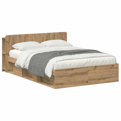 Bed Frame with Storage Artisan Oak 140 x 190 cm Engineered Wood