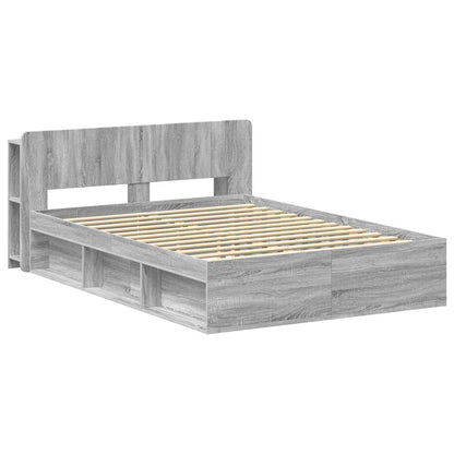Bed Frame with Storage Grey Sonoma 140 x 190 cm Engineered Wood