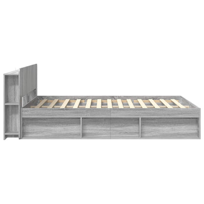 Bed Frame with Storage Grey Sonoma 140 x 190 cm Engineered Wood