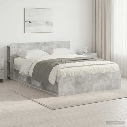 Bed Frame with Storage Concrete Grey 140 x 200 cm