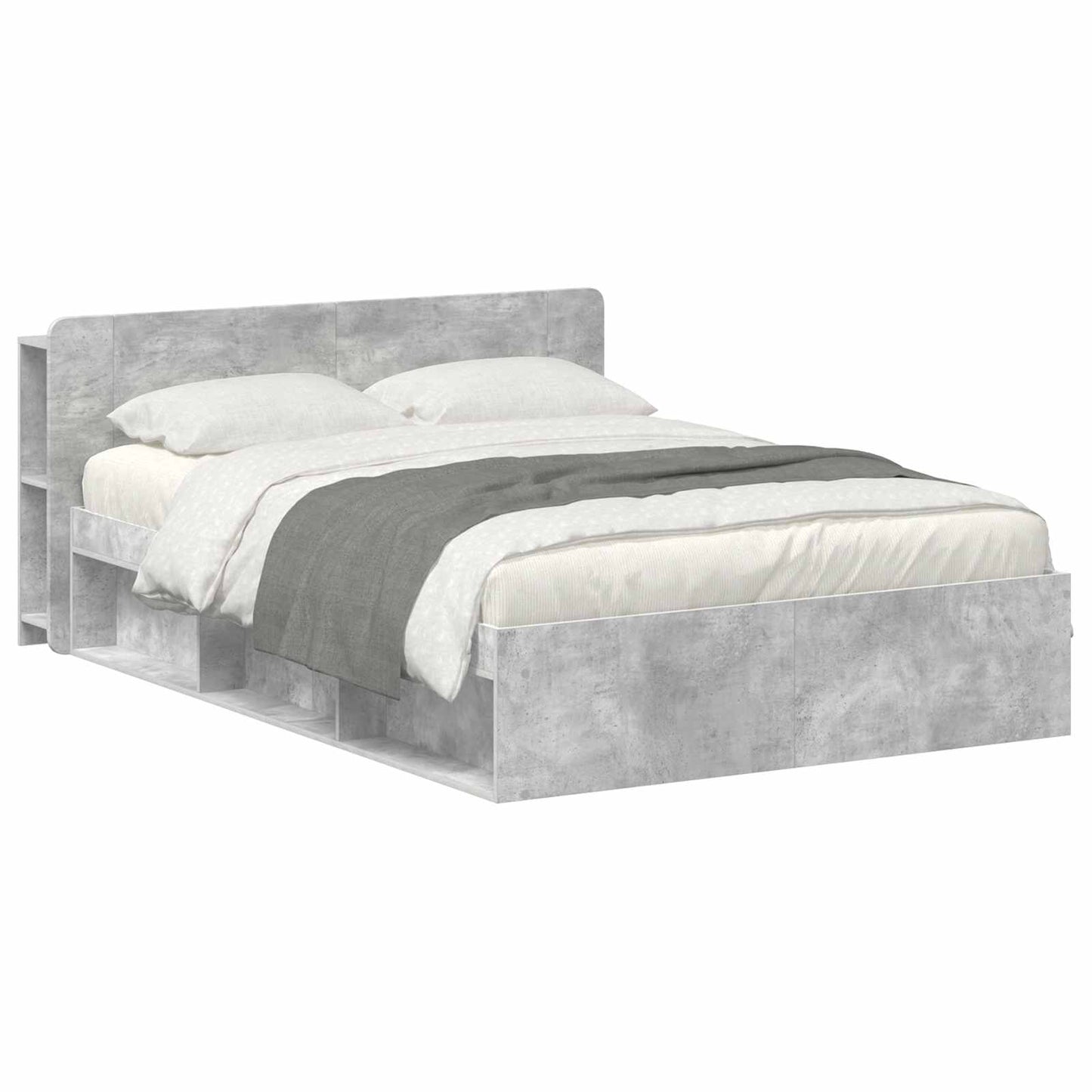 Bed Frame with Storage Concrete Grey 140 x 200 cm
