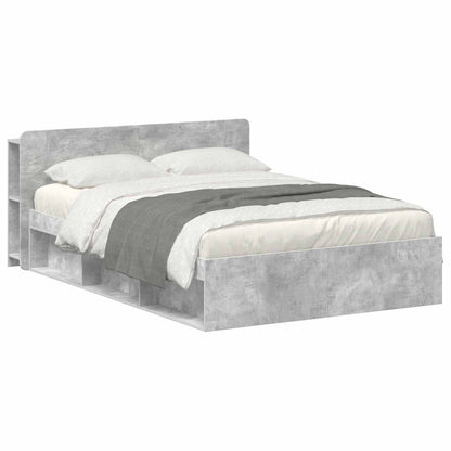 Bed Frame with Storage Concrete Grey 140 x 200 cm
