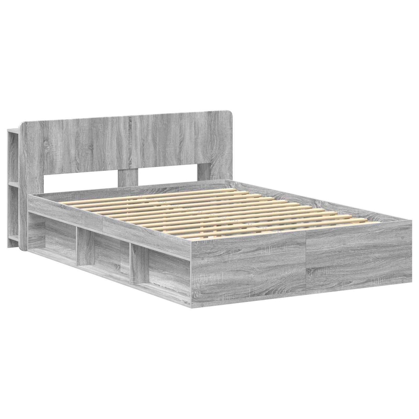 Bed Frame with Storage Grey Sonoma 140 x 200 cm Engineered Wood