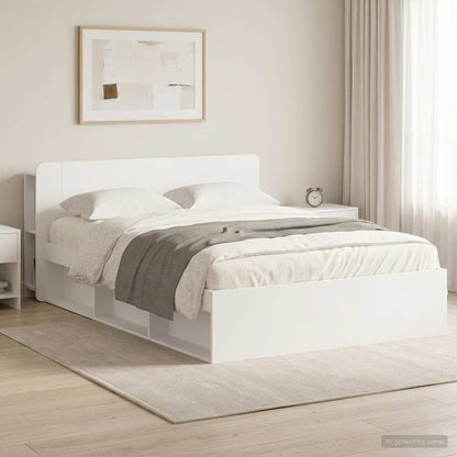Bed Frame with Storage White 140 x 200 cm Engineered Wood