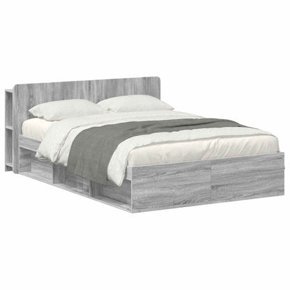 Bed Frame with Storage Grey Sonoma 150 x 200 cm Engineered Wood