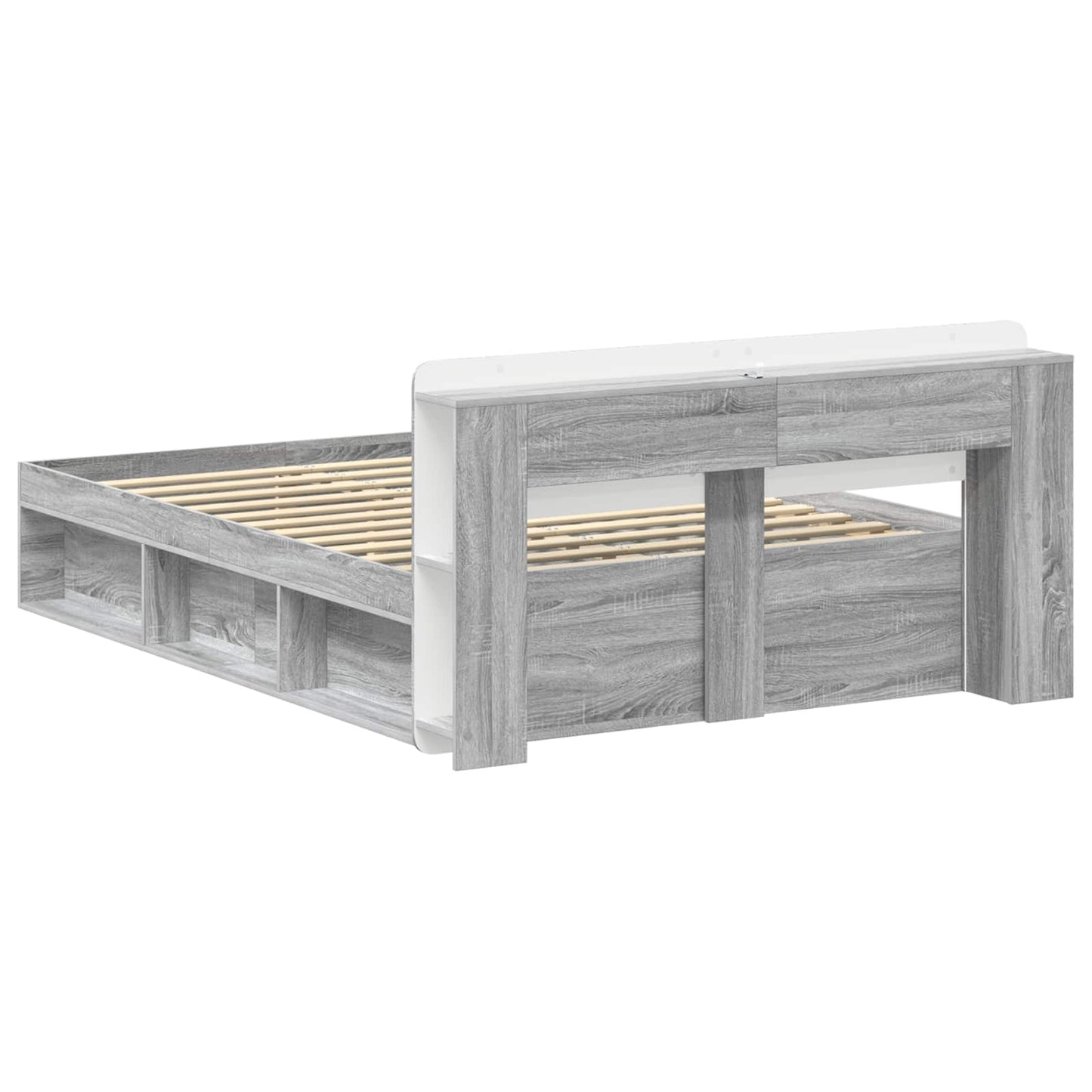 Bed Frame with Storage Grey Sonoma 150 x 200 cm Engineered Wood