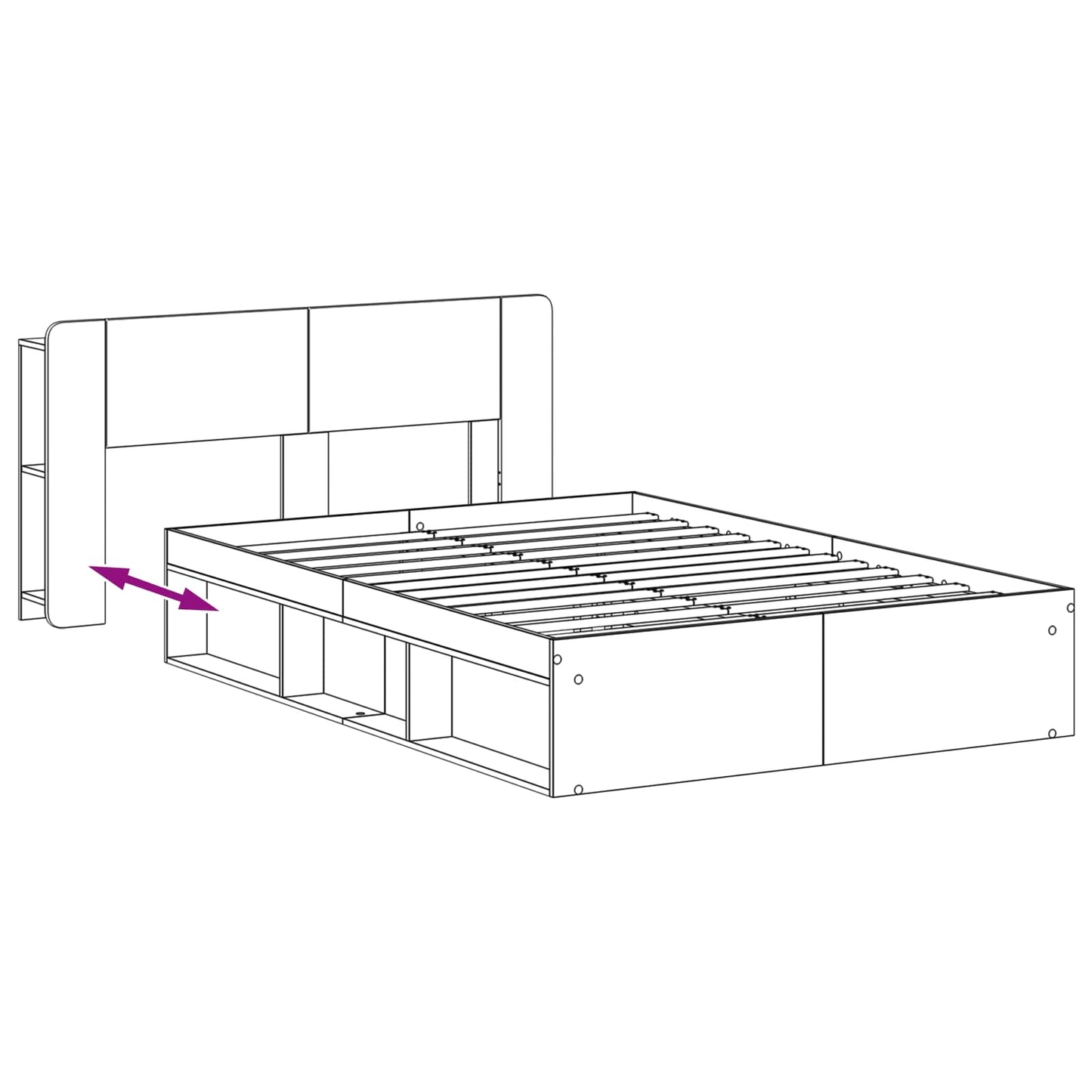 Bed Frame with Storage Grey Sonoma 150 x 200 cm Engineered Wood
