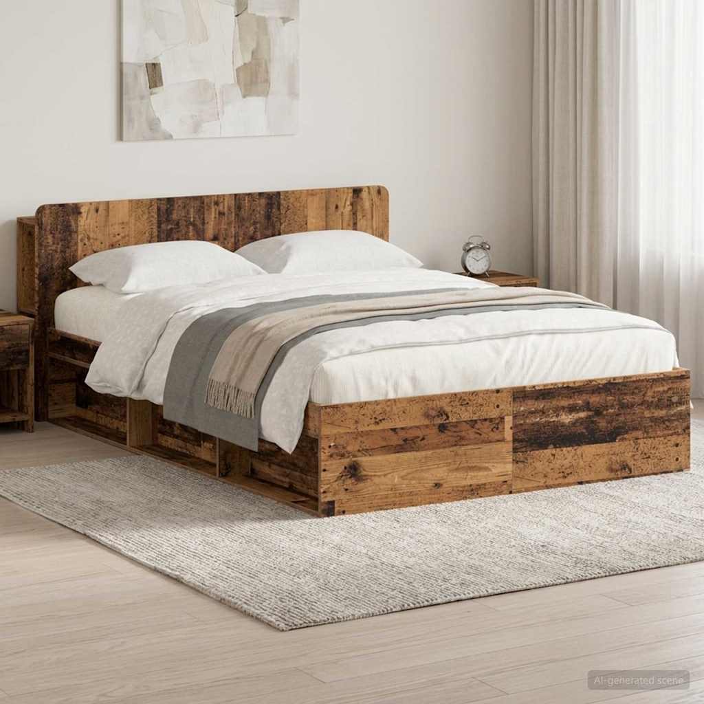 Bed Frame with Storage Old Wood 150 x 200 cm Engineered Wood