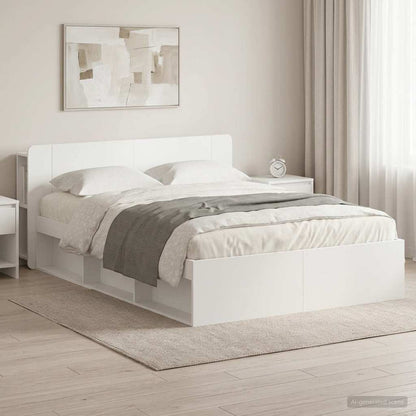 Bed Frame with Storage White 150 x 200 cm Engineered Wood