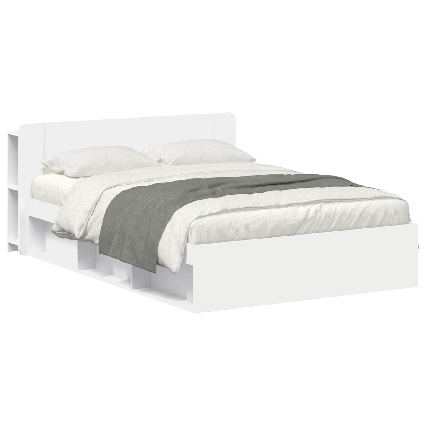 Bed Frame with Storage White 150 x 200 cm Engineered Wood