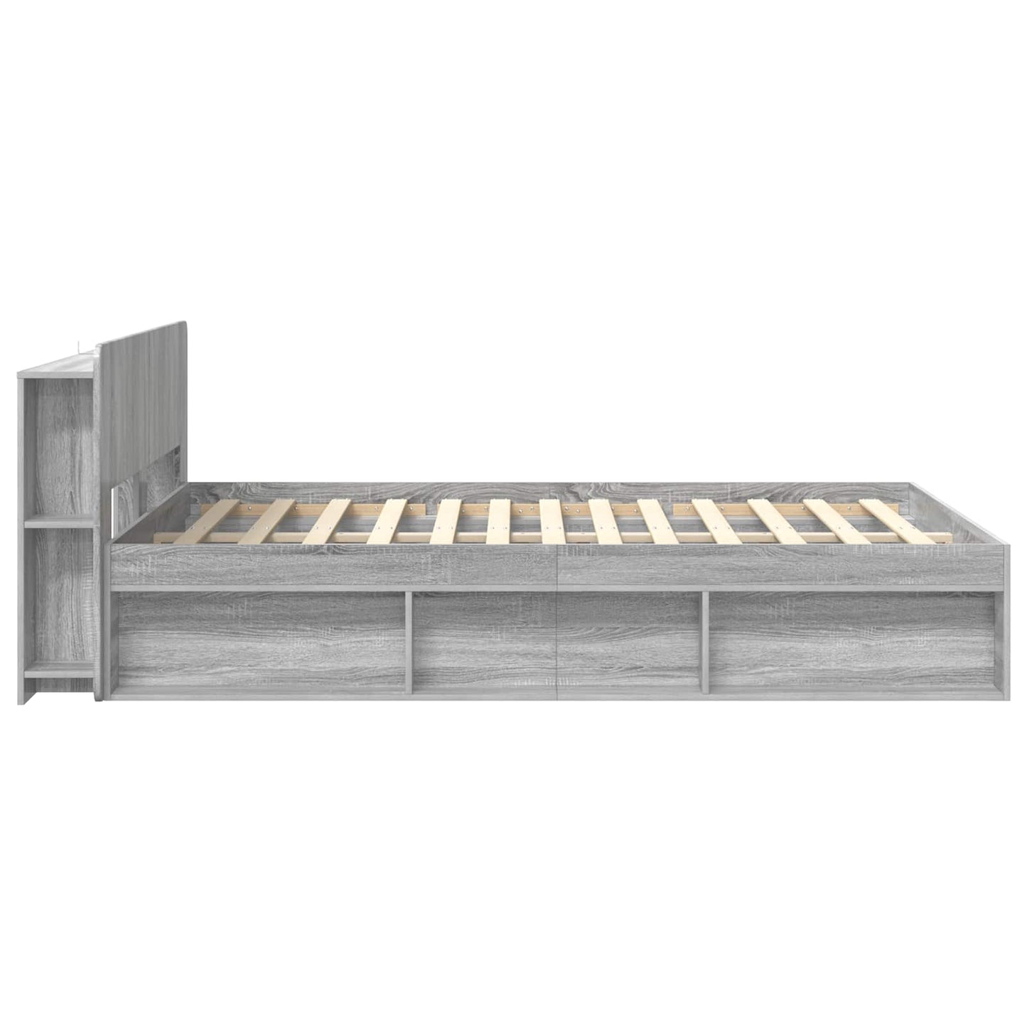 Bed Frame with Storage Grey Sonoma 160 x 200 cm Engineered Wood