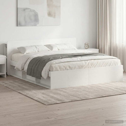 Bed Frame with Storage White 180 x 200 cm Engineered Wood