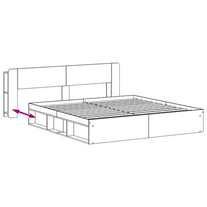 Bed Frame with Storage White 180 x 200 cm Engineered Wood