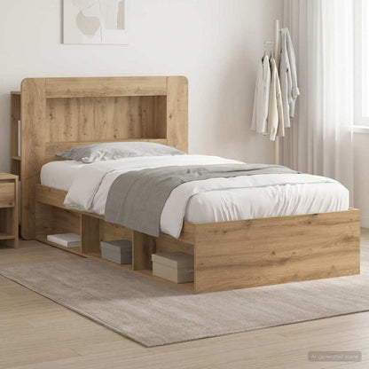 Bed Frame with Storage Artisan Oak 75 x 190 cm Engineered Wood