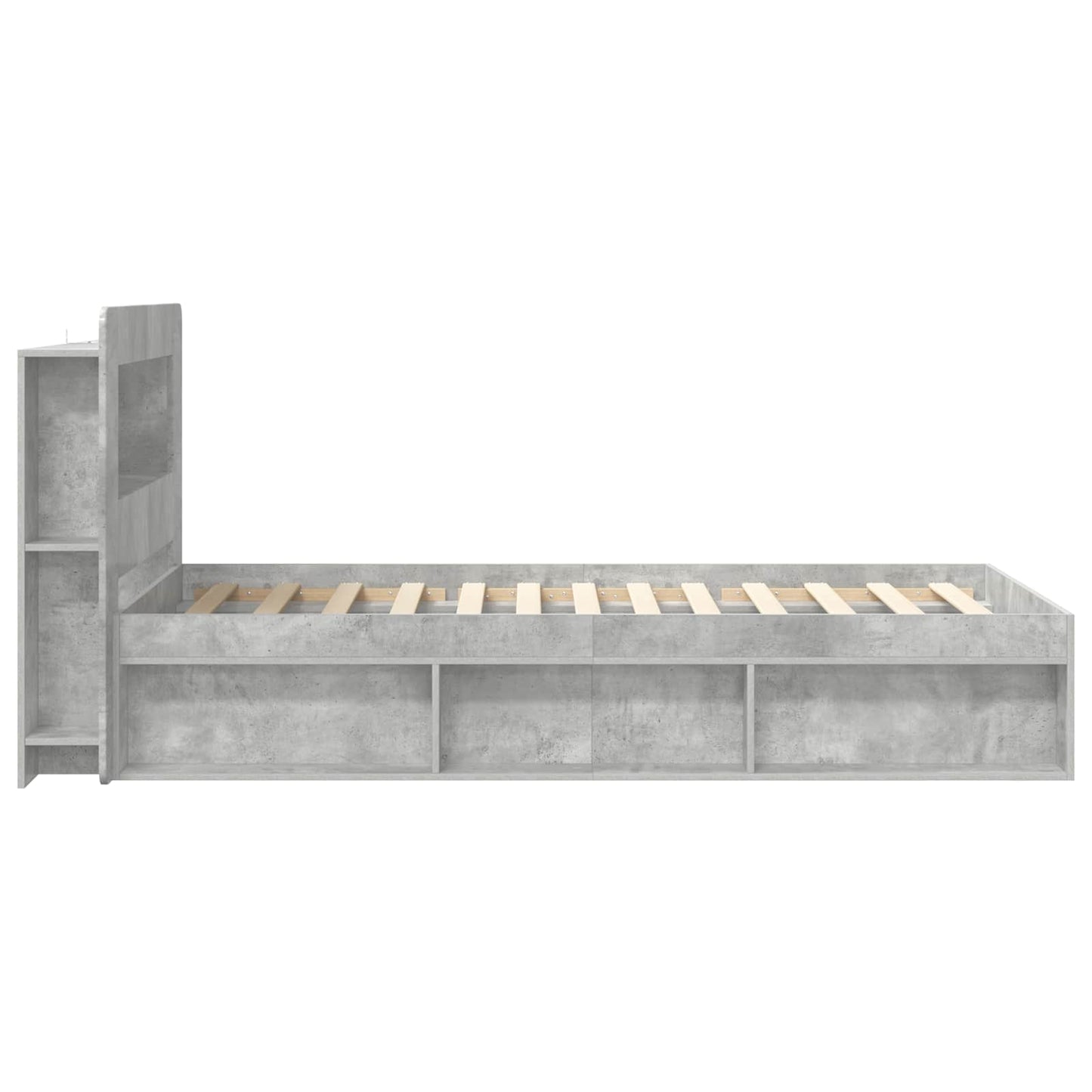 Bed Frame with Storage with Headboard Concrete Grey 75 x 190 cm