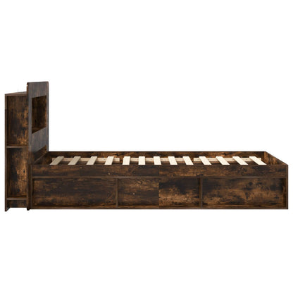 Bed Frame with Storage Smoked Oak 75 x 190 cm Engineered Wood