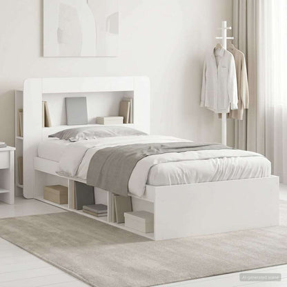 Bed Frame with Storage White 75 x 190 cm Engineered Wood