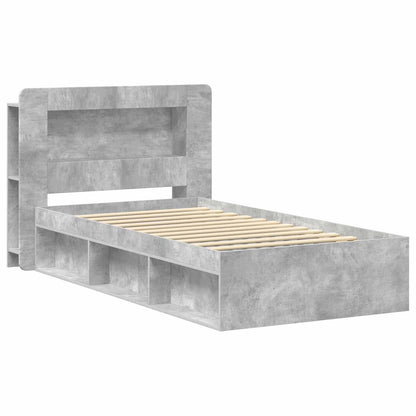Bed Frame with Storage with Headboard Concrete Grey 80 x 200 cm