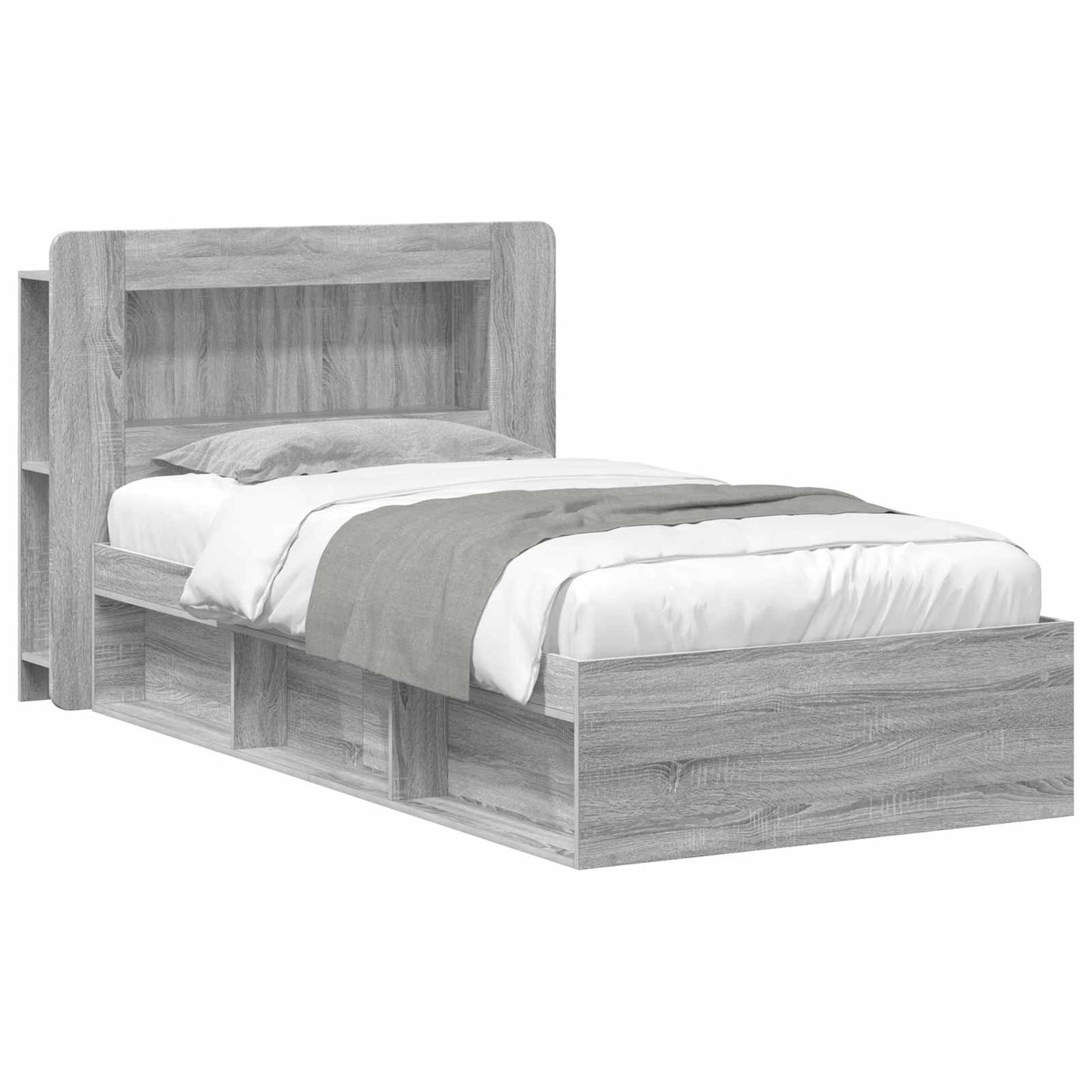 Bed Frame with Storage Grey Sonoma 80 x 200 cm Engineered Wood
