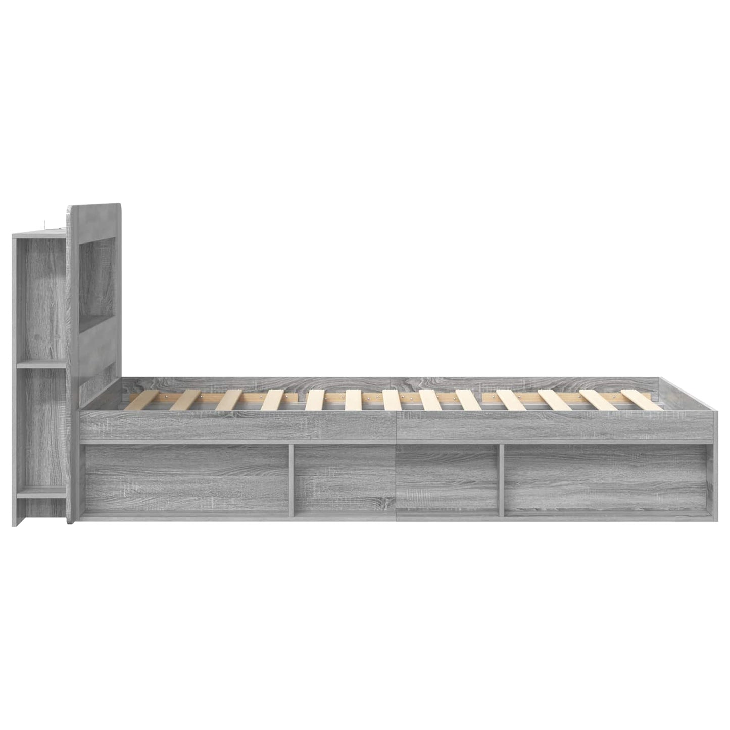 Bed Frame with Storage Grey Sonoma 80 x 200 cm Engineered Wood