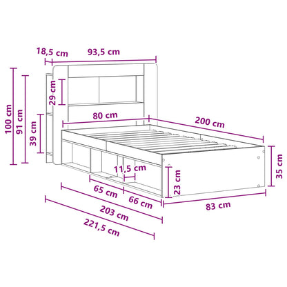Bed Frame with Storage Grey Sonoma 80 x 200 cm Engineered Wood