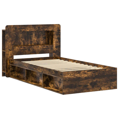 Bed Frame with Storage Smoked Oak 80 x 200 cm Engineered Wood