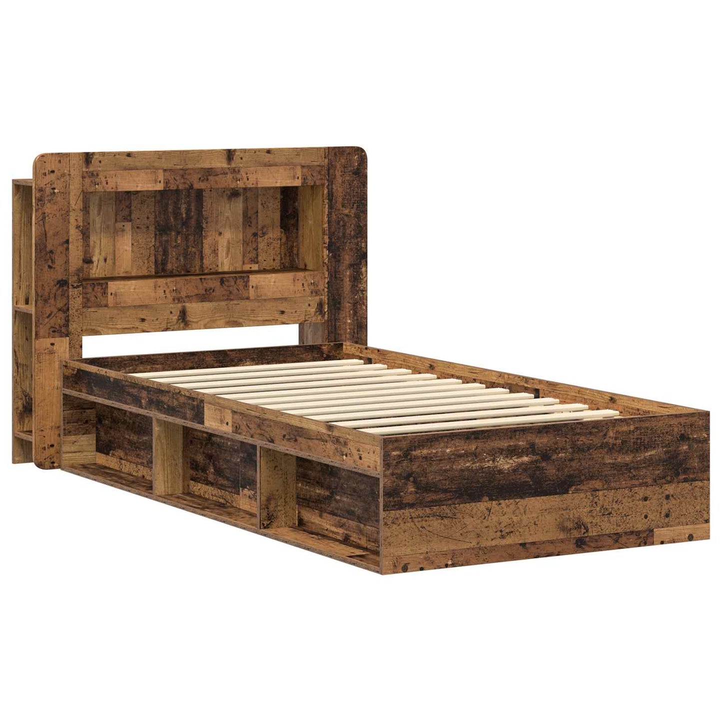 Bed Frame with Storage Old Wood 90 x 190 cm Engineered Wood