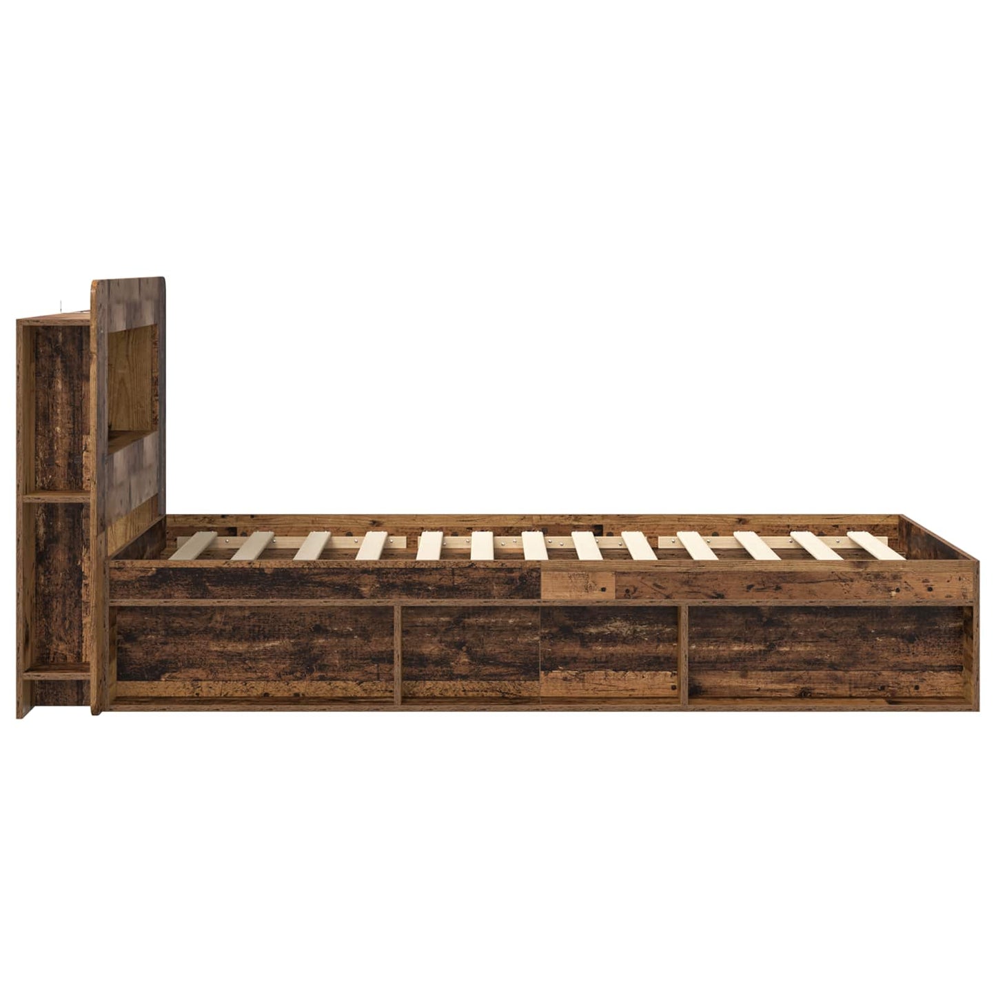 Bed Frame with Storage Old Wood 90 x 190 cm Engineered Wood