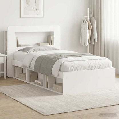 Bed Frame with Storage White 90 x 190 cm Engineered Wood