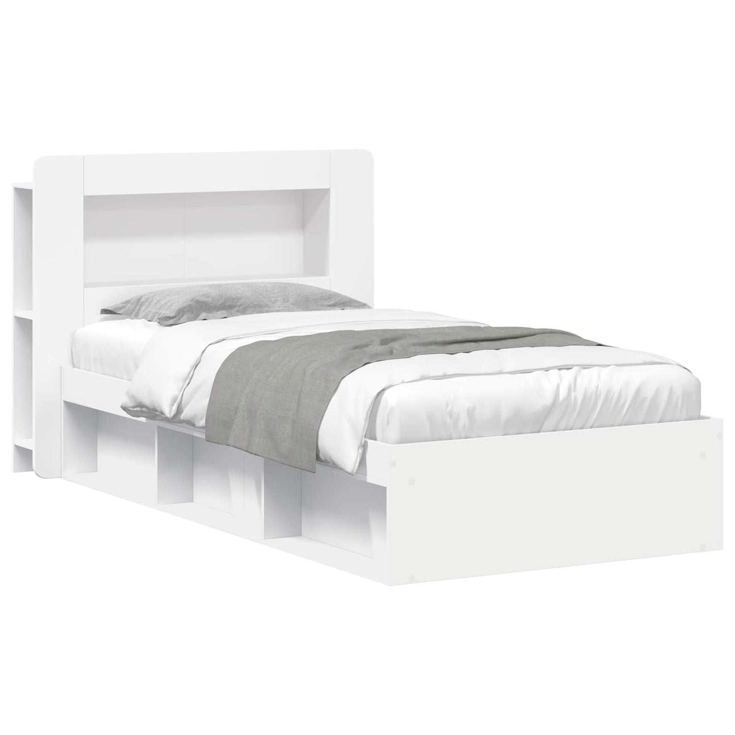 Bed Frame with Storage White 90 x 190 cm Engineered Wood