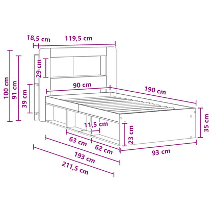 Bed Frame with Storage White 90 x 190 cm Engineered Wood