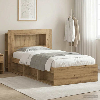 Bed Frame with Storage Artisan Oak 100 x 200 cm Engineered Wood