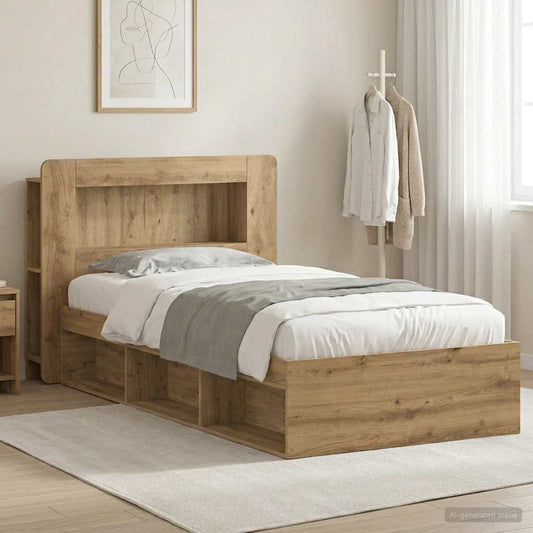 Bed Frame with Storage Artisan Oak 100 x 200 cm Engineered Wood