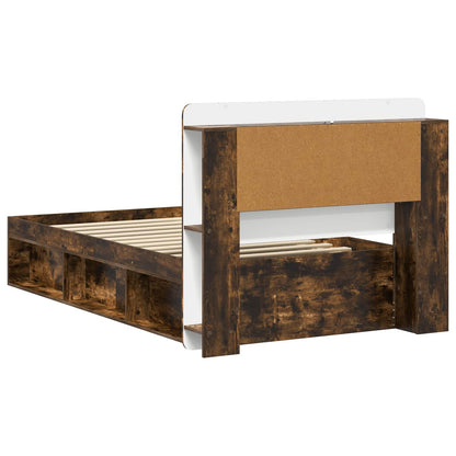 Bed Frame with Storage Smoked Oak 100 x 200 cm Engineered Wood