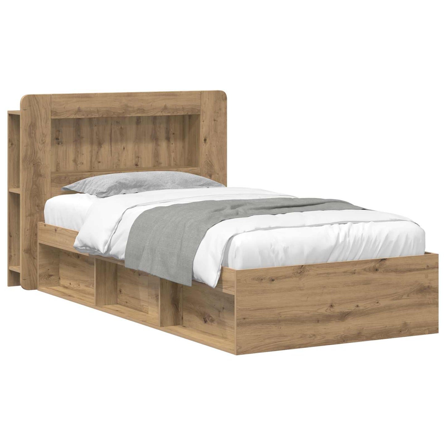 Bed Frame with Storage Artisan Oak 90 x 200 cm Engineered Wood