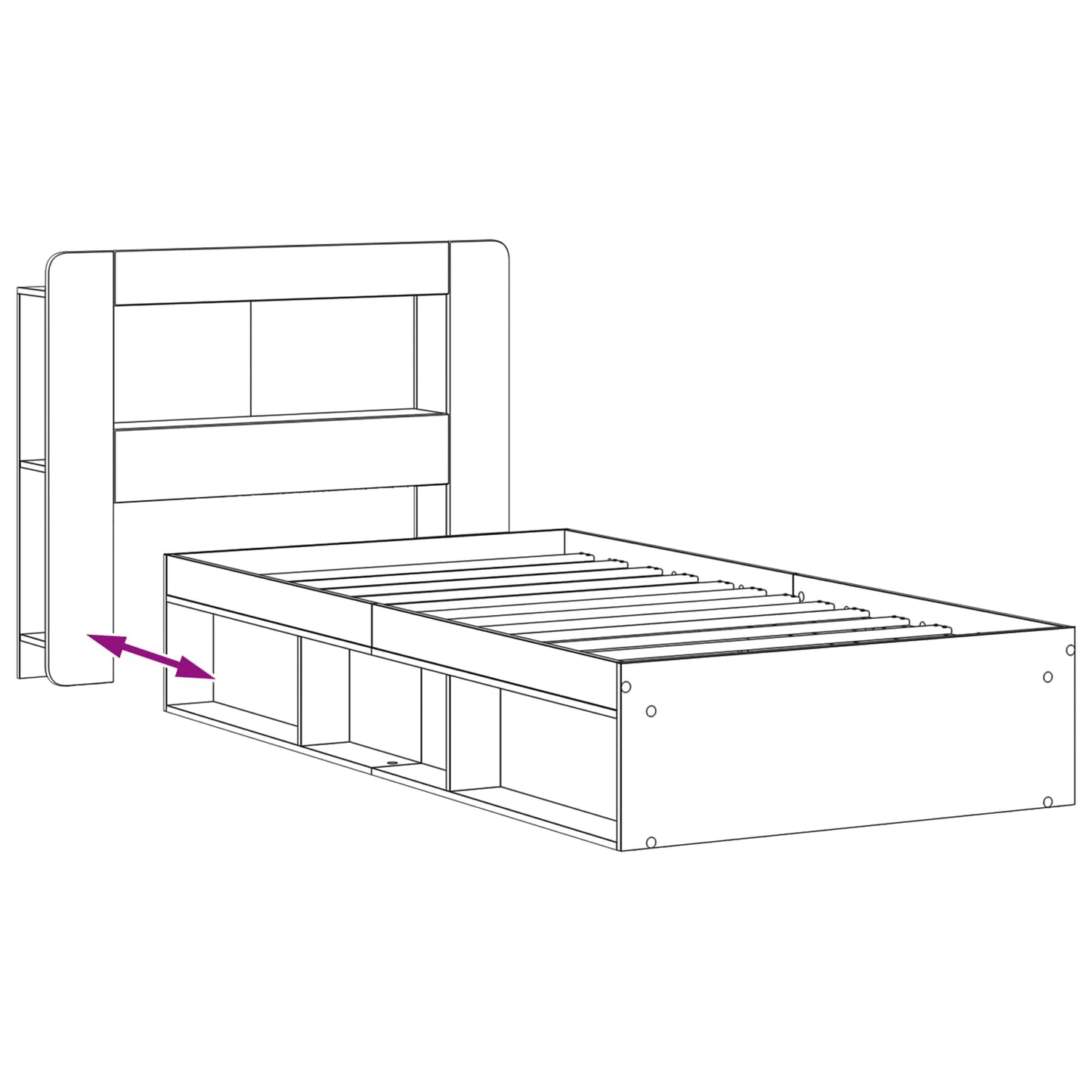 Bed Frame with Storage Artisan Oak 90 x 200 cm Engineered Wood