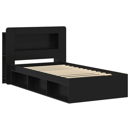 Bed Frame with Storage Black 90 x 200 cm Engineered Wood
