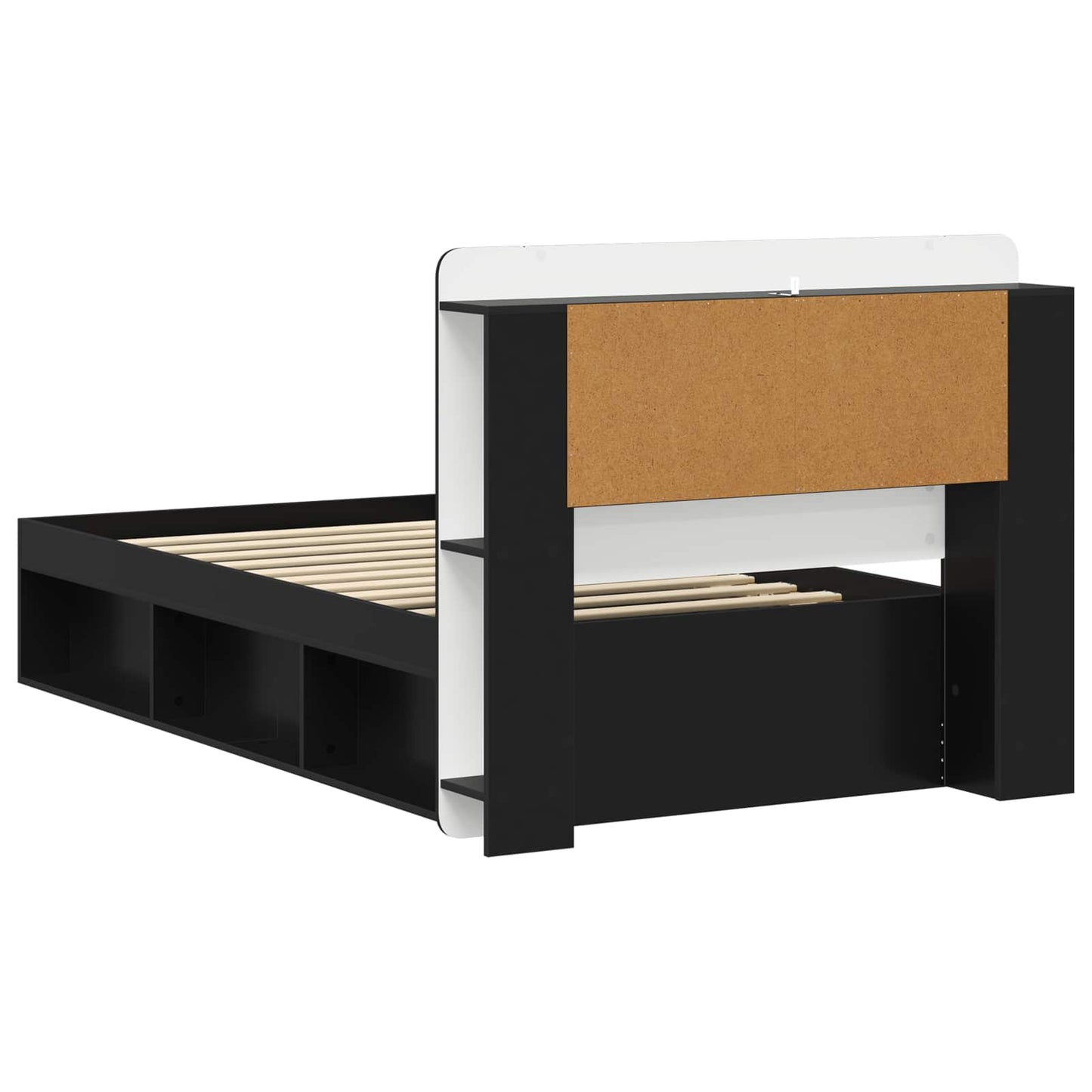 Bed Frame with Storage Black 90 x 200 cm Engineered Wood
